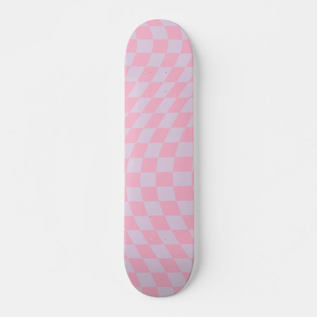 Prüfmuster Lilac Pink Karo Checkerboard Skateboard (Vorne)
