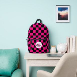 Prüfpuppe, rosa, schwarz, geometrisch, Retro-Monog Bedruckter Rucksack