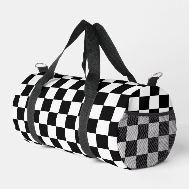 Prüfquadrat Schwarz-Weiß-Geometrie Duffle Bag (Rechte Ecke)