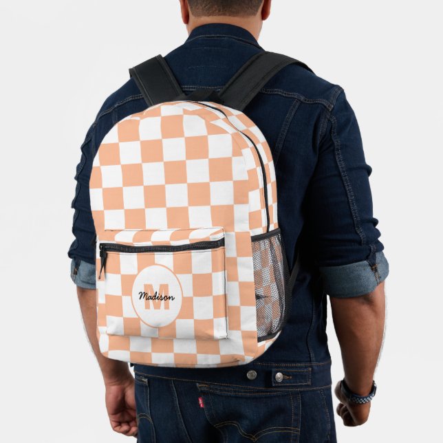 Prüfquadrate für die weiße Geometrie Monogramm Bedruckter Rucksack (Insitu (Modell))