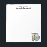 Prüfrohr und Beaker für die Chemie Notizblock<br><div class="desc">Ein Notizblock mit einer niedlichen Abbildung eines Reagenzglases mit gelber Flüssigkeit und einem abgerundeten Kolben/Becherglas mit grüner Flüssigkeit mit roten Blasen.</div>