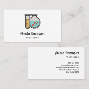 Prüfrohr und Beaker für die Chemie Visitenkarte
