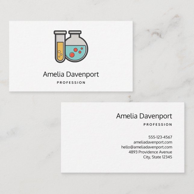 Prüfrohr und Beaker für die Chemie Visitenkarte (Vorne/Hinten)