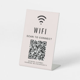 Prüfung des QR-Codes für Wifi auf rosa Verbindung Sockelschild
