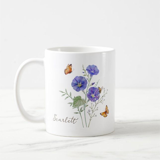 Prunkwinde Geburtsmonatsblume Kaffeetasse (Links)