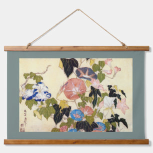 Prunkwinde, Hokusai, Ukiyo-e Wandteppich Mit Holzrahmen