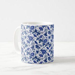 Prunkwinden Kobaltblau Weiß Delft-Stil Kaffeetasse