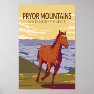 Pryor Mountains Wildes Pferd Reichweite Vintag Poster