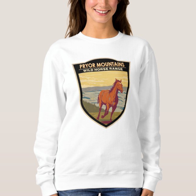 Pryor Mountains Wildes Pferd Reichweite Vintag Sweatshirt (Vorderseite)