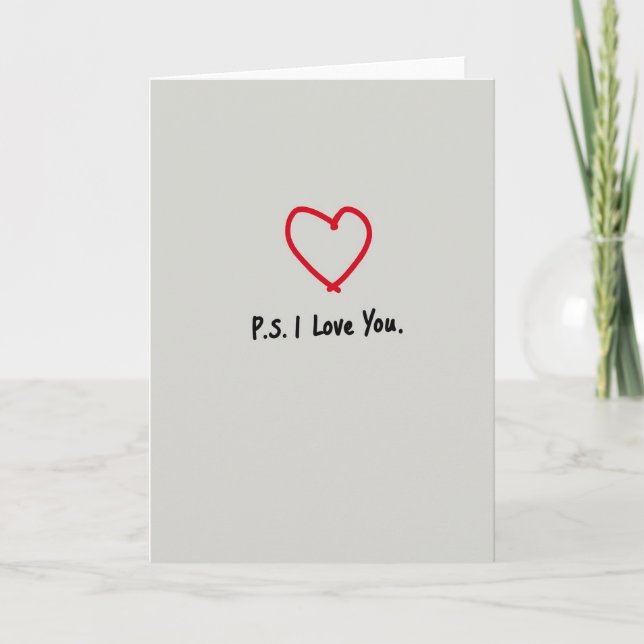 Ps I Love You Herz Karte (Vorderseite)