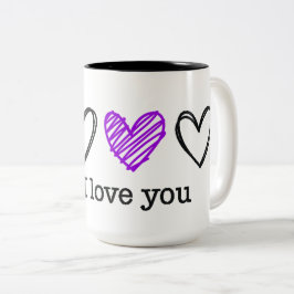 PS Ich liebe dich Tag Valentinstag Lila Herz Zweifarbige Tasse