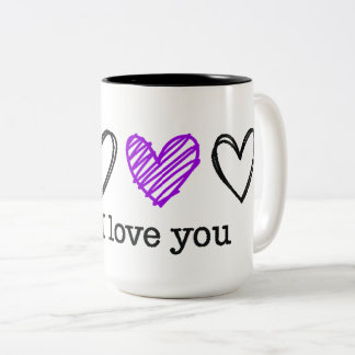PS Ich liebe dich Tag Valentinstag Lila Herz Zweifarbige Tasse