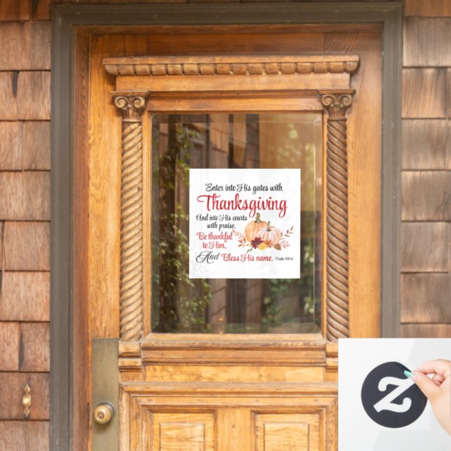 Psalm 100:4 Trete mit Erntedank in seine Tore Fensteraufkleber (Haustür)
