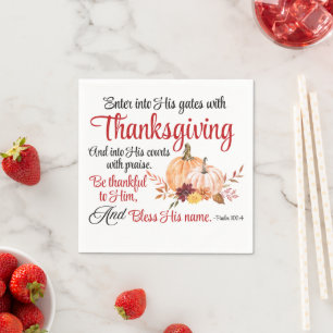Psalm 100:4 Trete mit Erntedank in seine Tore Serviette