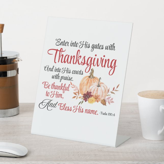 Psalm 100:4 Trete mit Erntedank in seine Tore Sockelschild (In SItu)