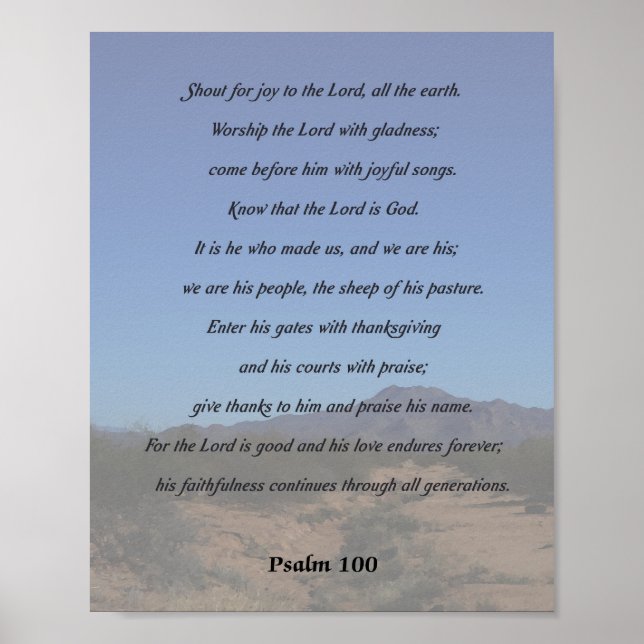 Psalm 100, Schrei vor Freude Poster (Vorne)