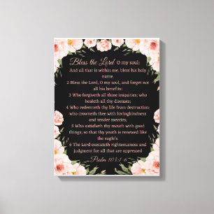 Psalm 103:1-6 Wall Art Leinwand - Schwarzer Blumen