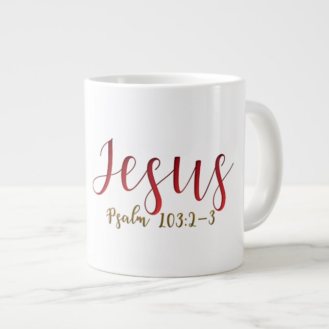 PSALM 103:2-3 Jumbo-Tasse (Vorderseite Rechts)
