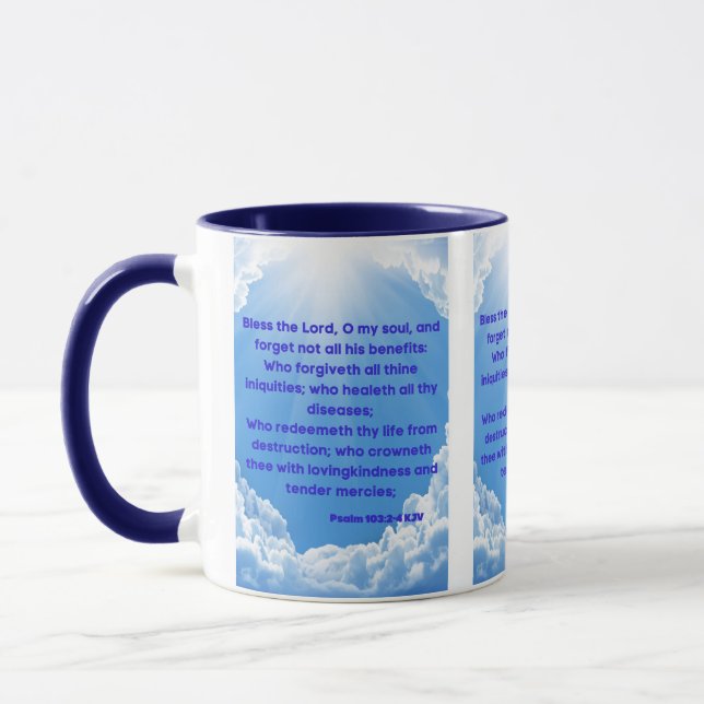 Psalm 103:2-4 KJV Bibelschrift Pic Two-Tone Tasse (Links)