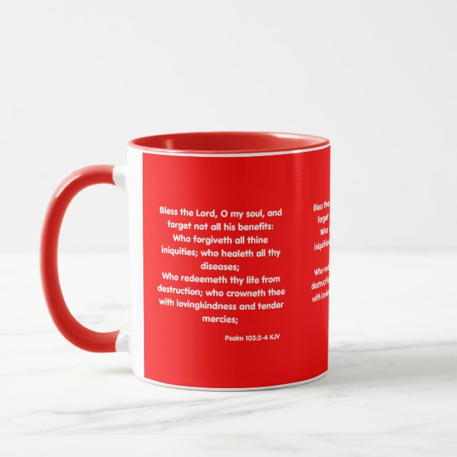 Psalm 103:2-4 KJV Bibelschrift Zwei-Tone Tasse (Links)