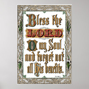 Psalm 103:2 Viktorianisches Schrift-Poster Poster