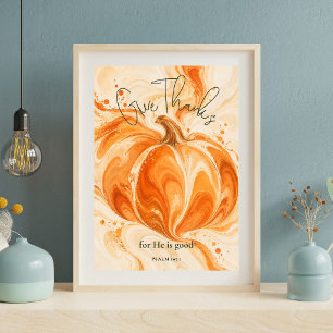 Psalm 107:1 Dankbar Christian Kürbis Design Poster