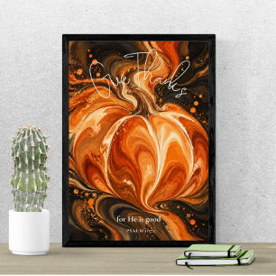 Psalm 107:1 Danket Christian Kürbis Design Poster