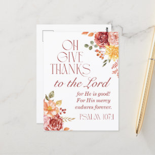 Psalm 107:1 Danket dem Herrn Floral Herbst Postkarte