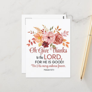 Psalm 107:1 Oh danket dem Herrn Floral Herbst Postkarte