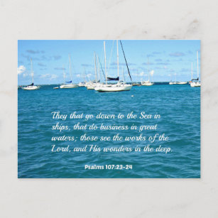 Psalm 107:23-24 Sie, die hinunter zum Meer gehen.. Postkarte