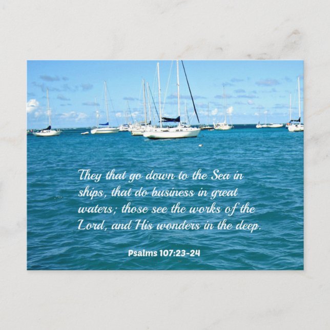 Psalm 107:23-24 Sie, die hinunter zum Meer gehen.. Postkarte (Vorderseite)
