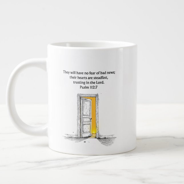 Psalm 112:7 Bibelvers christliches Geschenk Tasse (Links)