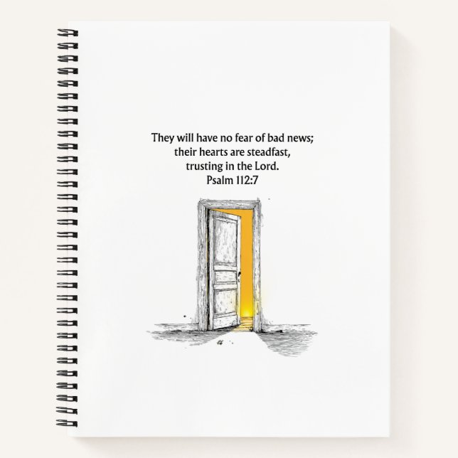 Psalm 112:7 Bible Verse Christian Journal Notebook Notizbuch (Vorderseite)