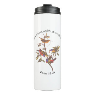 Psalm 118:24 Bibelverse und gemalte Jagdvögel Thermosbecher