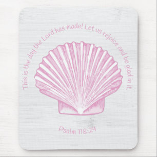 Psalm 118:24 Dies ist der Tag mit Muschel Mousepad