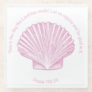 Psalm 118:24 Dies ist der Tag mit Seashell Glasuntersetzer