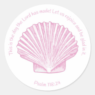 Psalm 118:24 Dies ist der Tag mit Seashell Runder Aufkleber