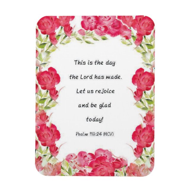 Psalm 118:24 Rote Rose Magnet (Vertikal)
