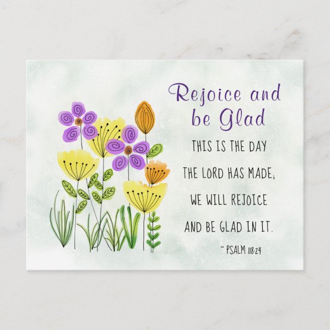 Psalm 118:24 This is the Day, Inspirational Floral Postkarte (Vorderseite)