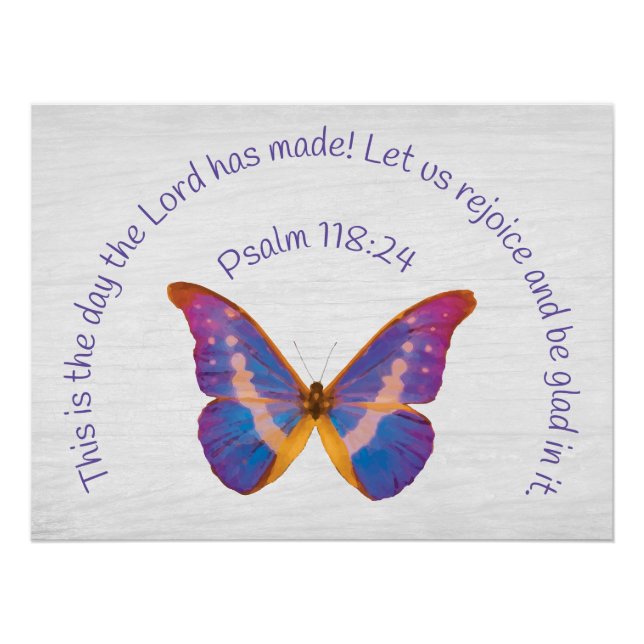 Psalm 118:24 und Wasserfarbenschmetterling Poster (Vorderseite)