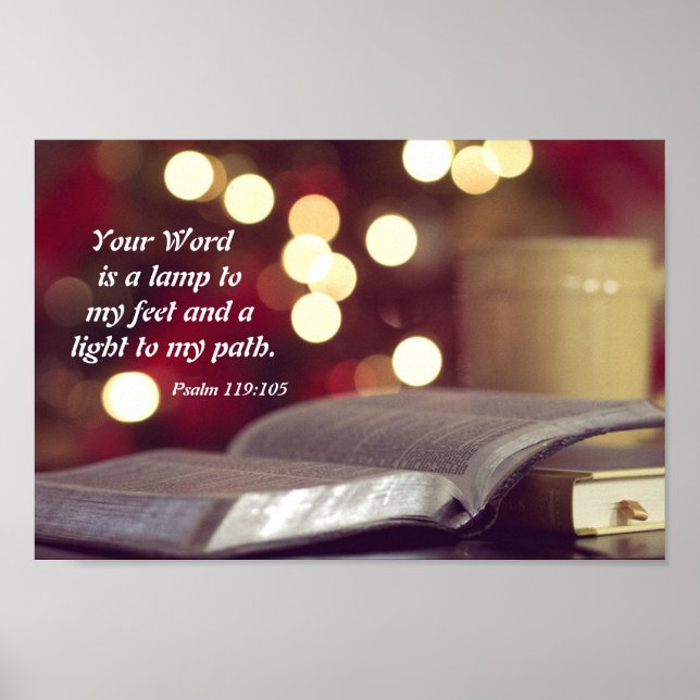 Psalm 119:105 Dein Wort ist eine Lampe zu meinem F Poster (Vorne)