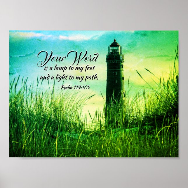 Psalm 119:105 Dein Wort ist eine Lampe zu meinen F Poster (Vorne)