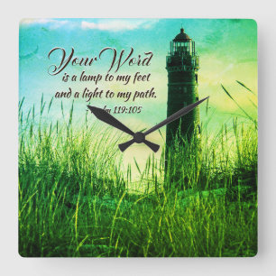 Psalm 119:105 Dein Wort ist eine Lampe zu meinen F Quadratische Wanduhr