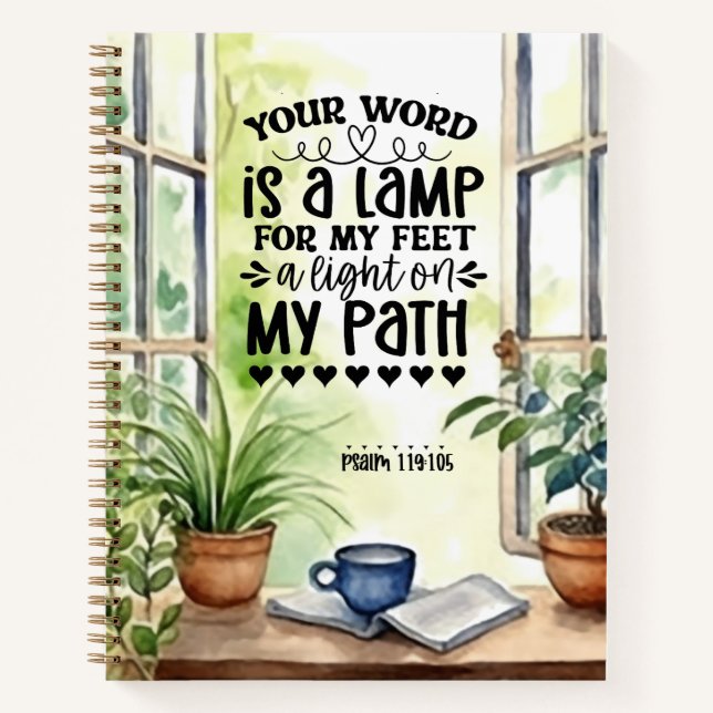 Psalm 119:105 Ihr Wort ist eine Lampe Bibel Verse Notizbuch (Vorderseite)