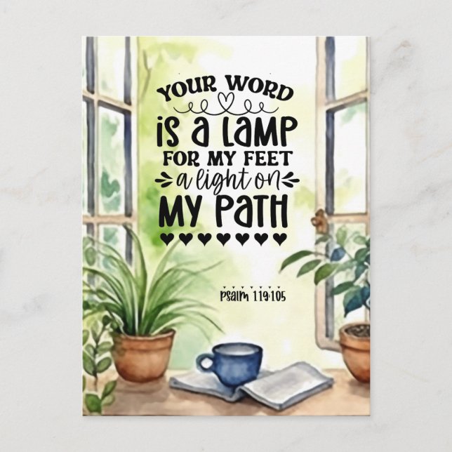 Psalm 119:105 Ihr Wort ist eine Lampe Bibel Verse Postkarte (Vorderseite)