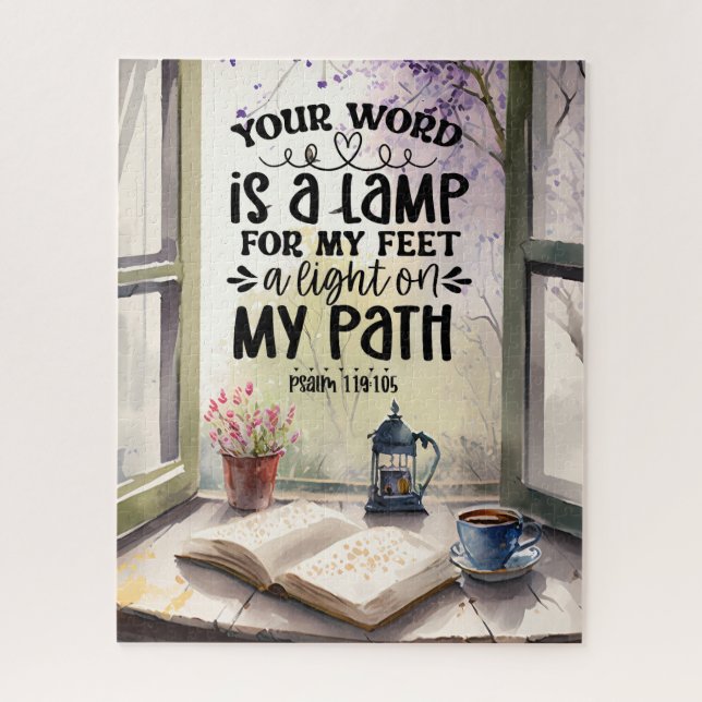 Psalm 119:105 Ihr Wort ist eine Lampe Bibel Verse Puzzle (Vertikal)