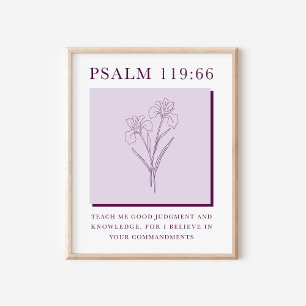 Psalm 119:66 Moderne Christliche Iris-Blume Poster