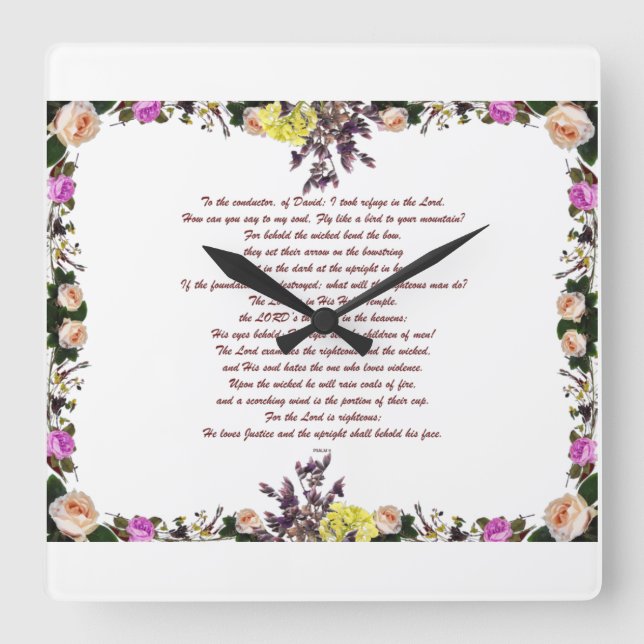 Psalm 11, Fliegen wie ein Vogel auf den Berg, Quadratische Wanduhr (Vorderseite)