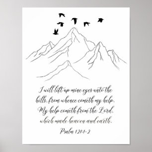 Psalm 121:1-2 Ich werde meine Augen, Schrift, erhe Poster