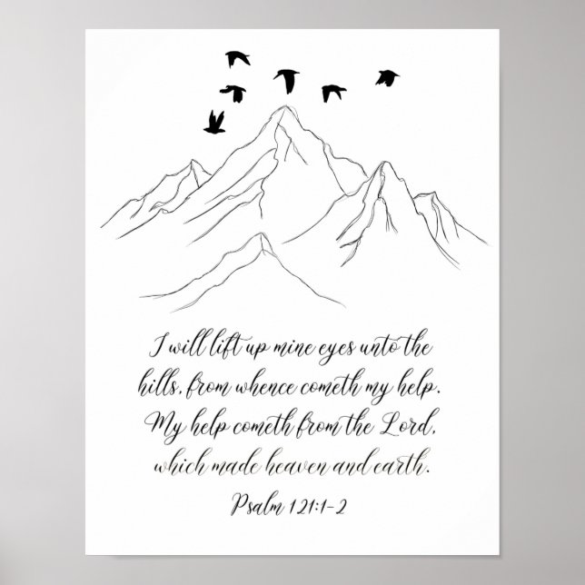 Psalm 121:1-2 Ich werde meine Augen, Schrift, erhe Poster (Vorne)
